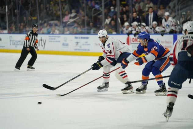 Springfield Thunderbirds with the puck vs. the Bridgeport Islanders