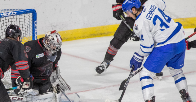 Wichita Thunder forward Matteo Gennaro takes a shot against the Rapid City Rush