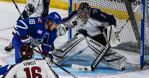 Wichita Thunder forward Carter Johnson vs. the Tulsa Oilers