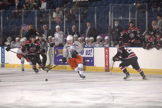 Youngstown Phantoms forward William Whitelaw vs. the Chicago Steel