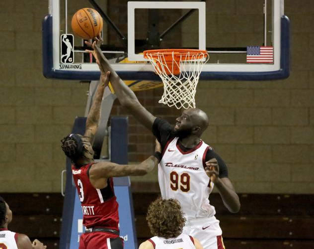 Cleveland Charge center Tacko Fall stuffs a shot