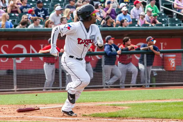 Outfielder Rodrigo Orozco with the Lansing Lugnuts