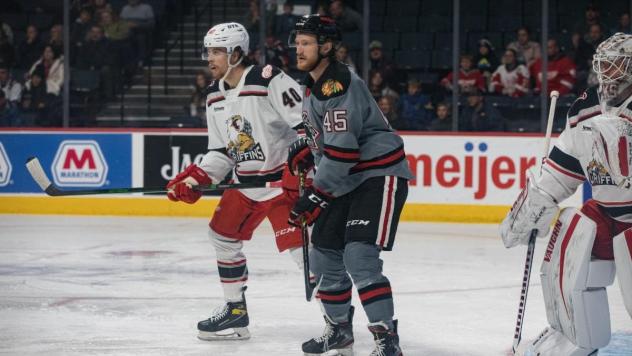 IceHogs left wing Cameron Morrison vs. the Grand Rapids Griffins