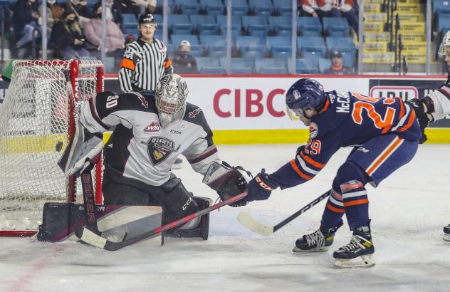 Vancouver Giants goaltender Jesper Vikman vs. the Kamloops Blazers