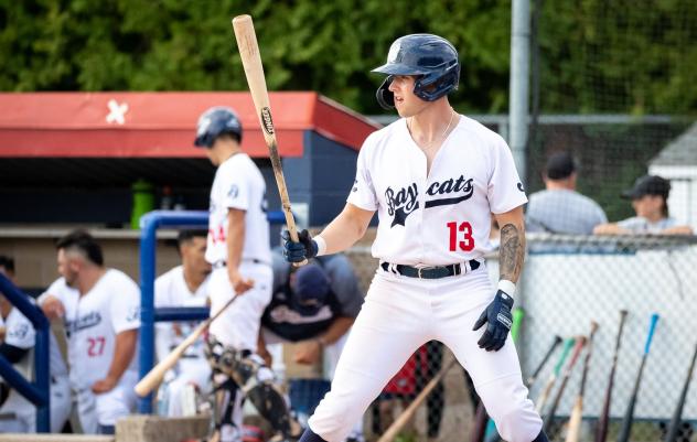 Infielder Marcel Lacasse with the Barrie Baycats