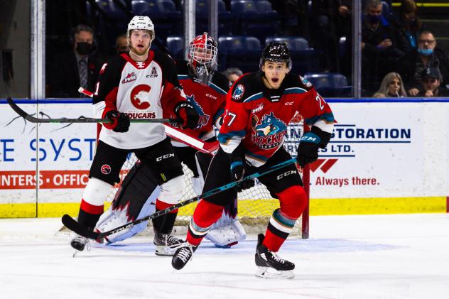 Kelowna Rockets defenceman Jackson DeSouza vs. the Prince George Cougars
