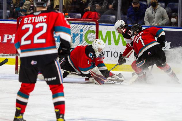 Kelowna Rockets goaltender Colby Knight vs. the Prince George Cougars