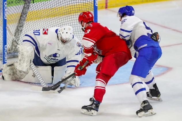 Allen Americans defenseman Darian Skeoch shoots against the Wichita Thunder
