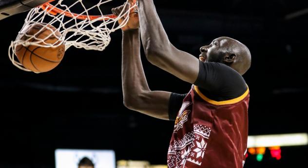 Tacko Fall of the Cleveland Charge dunks against the Motor City Cruise