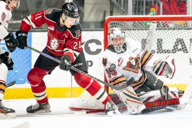 Red Deer Rebels left wing Dallon Melin vs. the Calgary Hitmen