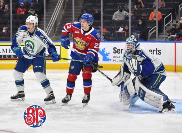 Swift Current Broncos goaltender Isaac Poulter vs. the Edmonton Oil Kings