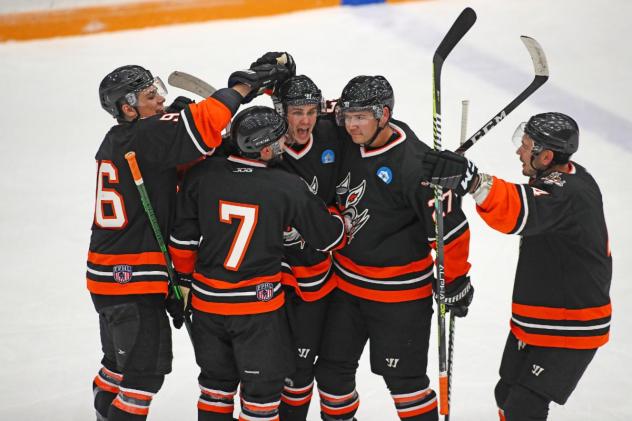 Danbury Hat Tricks celebrate a goal