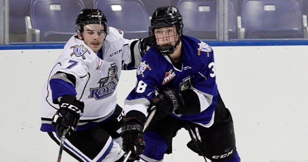 Victoria Royals forward Alex Edwards (right)