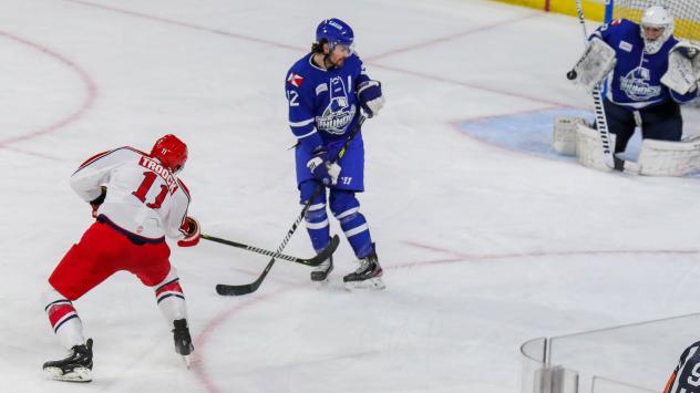 Allen Americans right wing Branden Troock shoots against the Wichita Thunder