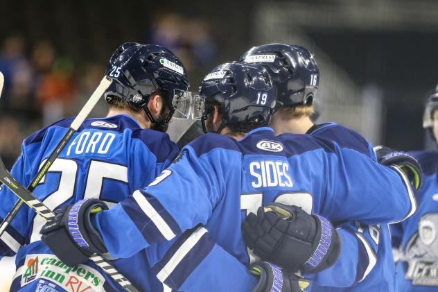 Jacksonville Icemen gather following a goal