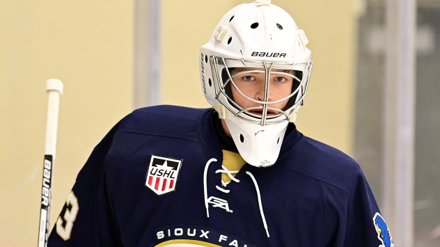 Goaltender Michael Sochan with the Sioux Falls Stampede
