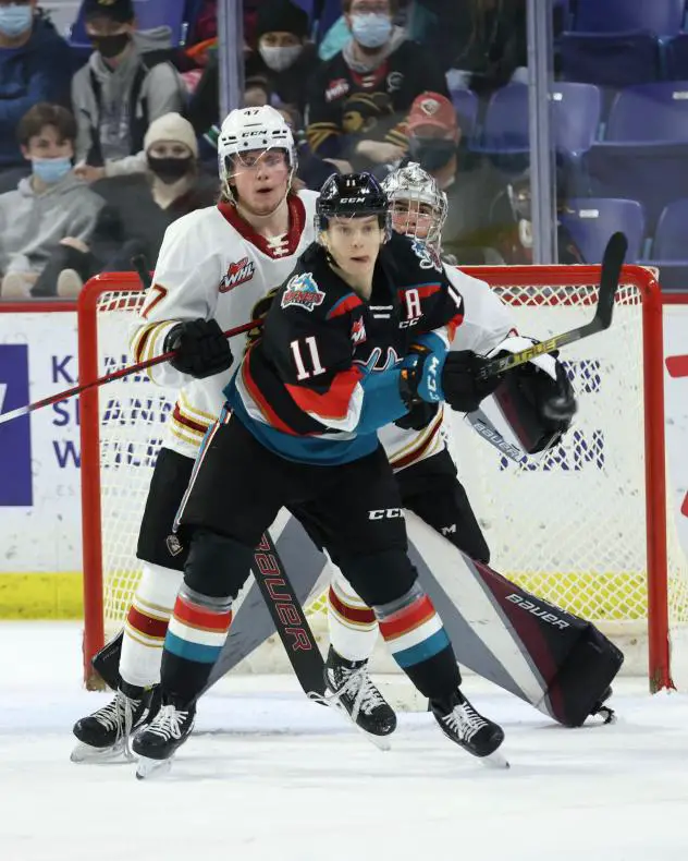Kelowna Rockets right wing Pavel Novak vs. the Vancouver Giants