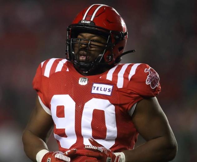 Calgary Stampeders defensive lineman Folarin Orimolade