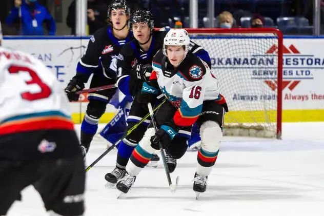 Kelowna Rockets left wing Scott Cousins vs. the Victoria Royals