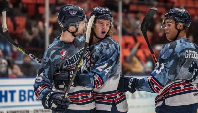 Tri-City Americans celebrate a goal