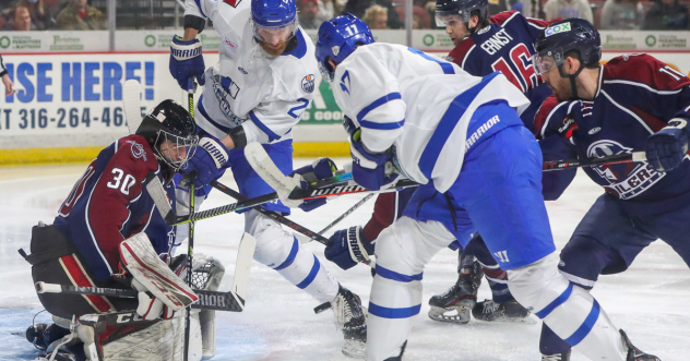 Wichita Thunder takes a shot against the Tulsa Oilers