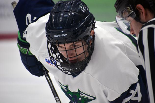 North Iowa Bulls center Jack Campion gets locked in for a faceoff