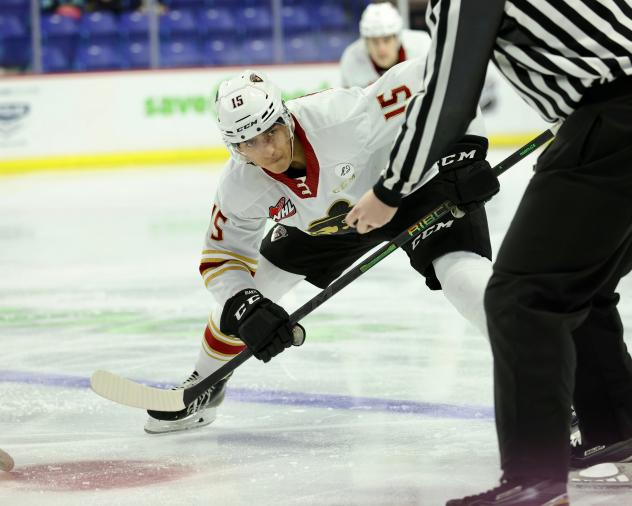 Vancouver Giants right wing Jaden Lipinski vs. the Kamloops Blazers