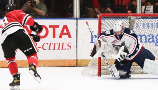 Tri-City Americans goaltender Tomas Suchanek vs. the Portland Winterhawks