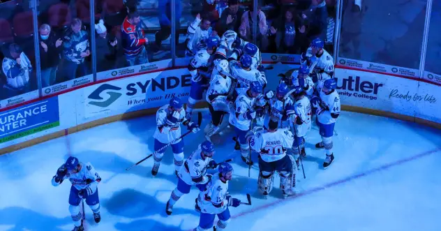 Wichita Thunder celebrate Billy Exell's overtime winner