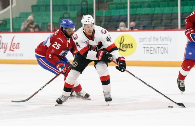 Belleville Senators defenceman Michael Del Zotto vs. the Laval Rocket