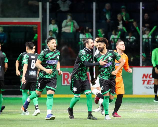 Dallas Sidekicks react after a goal against the Harrisburg Heat