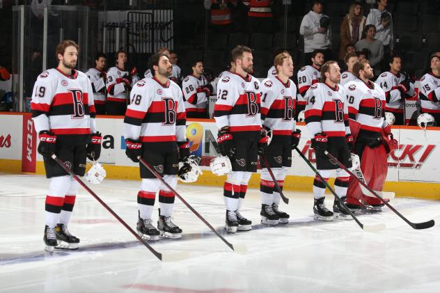 Belleville Senators line up for their game against the Lehigh Valley Phantoms