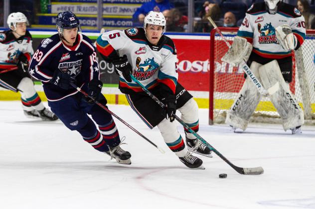 Kelowna Rockets defenceman John Babcock vs. the Tri-City Americans