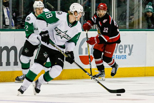 Texas Stars center Fredrik Karlstrom vs. the Grand Rapids Griffins