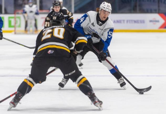 Saint John Sea Dogs defenceman Jeremie Poirier vs. the Cape Breton Eagles