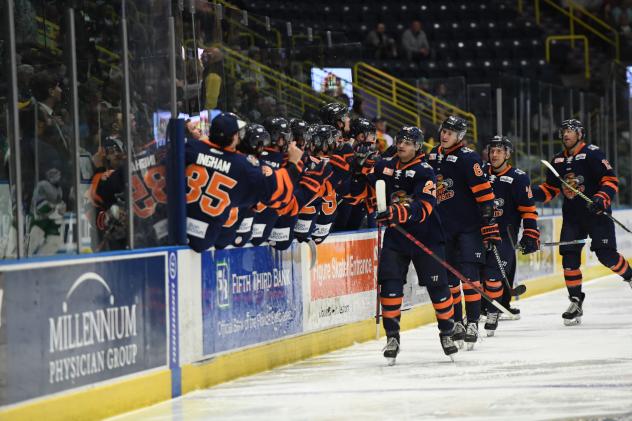 Greenville Swamp Rabbits exchange congratulations