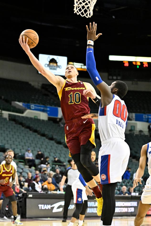 Dylan Windler of the Cleveland Charge goes up for a shot against the Motor City Cruise