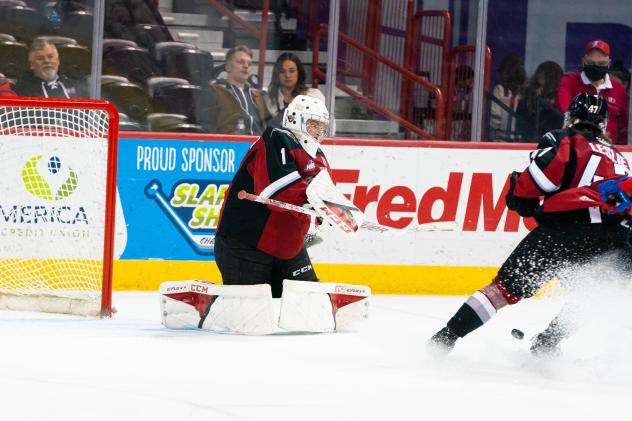 Vancouver Giants goaltender Matthew Hutchison makes his WHL debut against the Spokane Chiefs