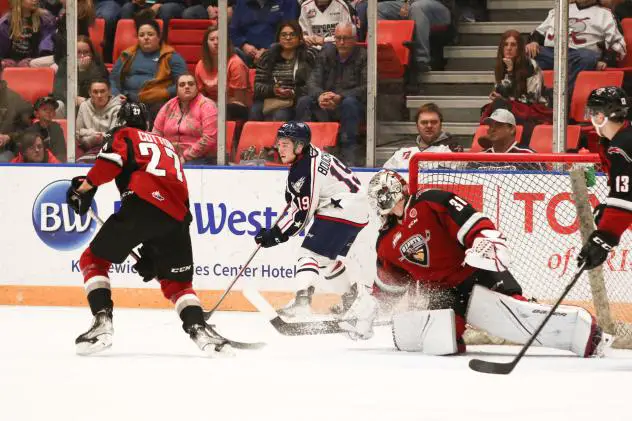 Vancouver Giants goaltender Will Gurski vs. the Tri-City Americans