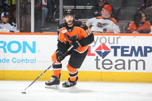 Lehigh Valley Phantoms forward Tanner Laczynski vs. the Hartford Wolf Pack