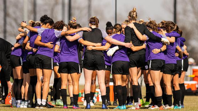 Racing Louisville FC training camp huddle