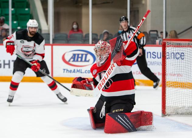 Belleville Senators goaltender Logan Flodell vs. the Utica Comets