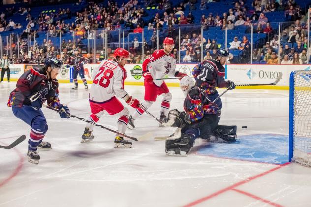 Allen Americans score against the Tulsa Oilers