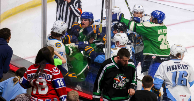 Wichita Thunder mix it up with the Toledo Walleye