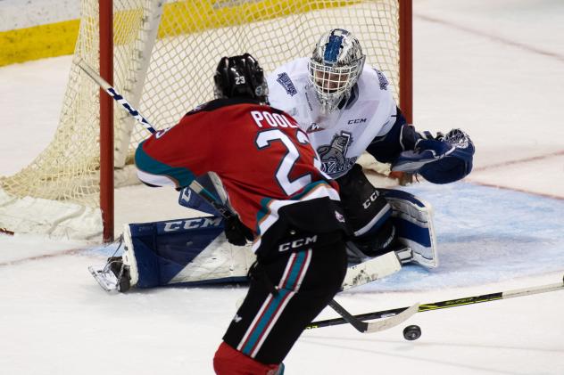 Kelowna Rockets right wing Jake Poole vs. the Victoria Royals