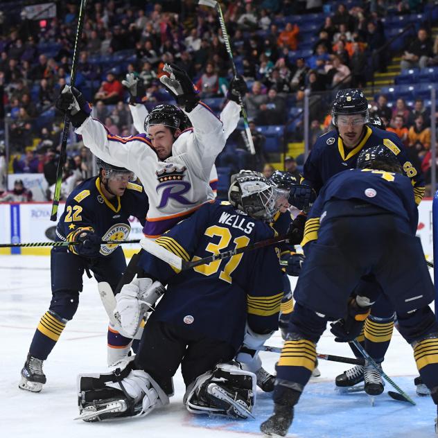 Reading Royals react after a goal against the Norfolk Admirals