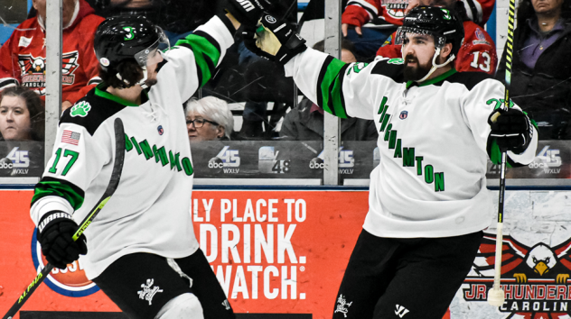 Binghamton Black Bears celebrate a goal