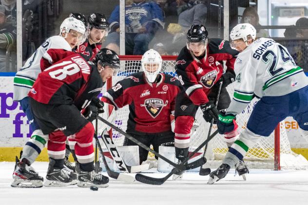 Vancouver Giants goaltender Connor Martin vs. the Seattle Thunderbirds