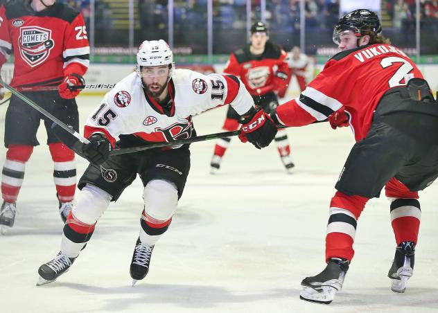 Belleville Senators centre Clark Bishop vs. the Utica Comets