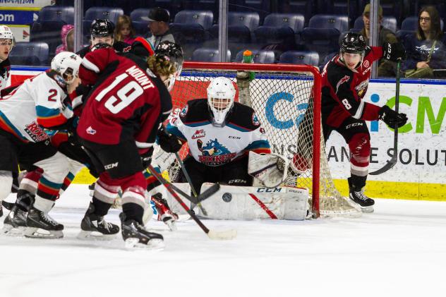 Vancouver Giants right wing Payton Mount takes a shot against the Kelowna Rockets